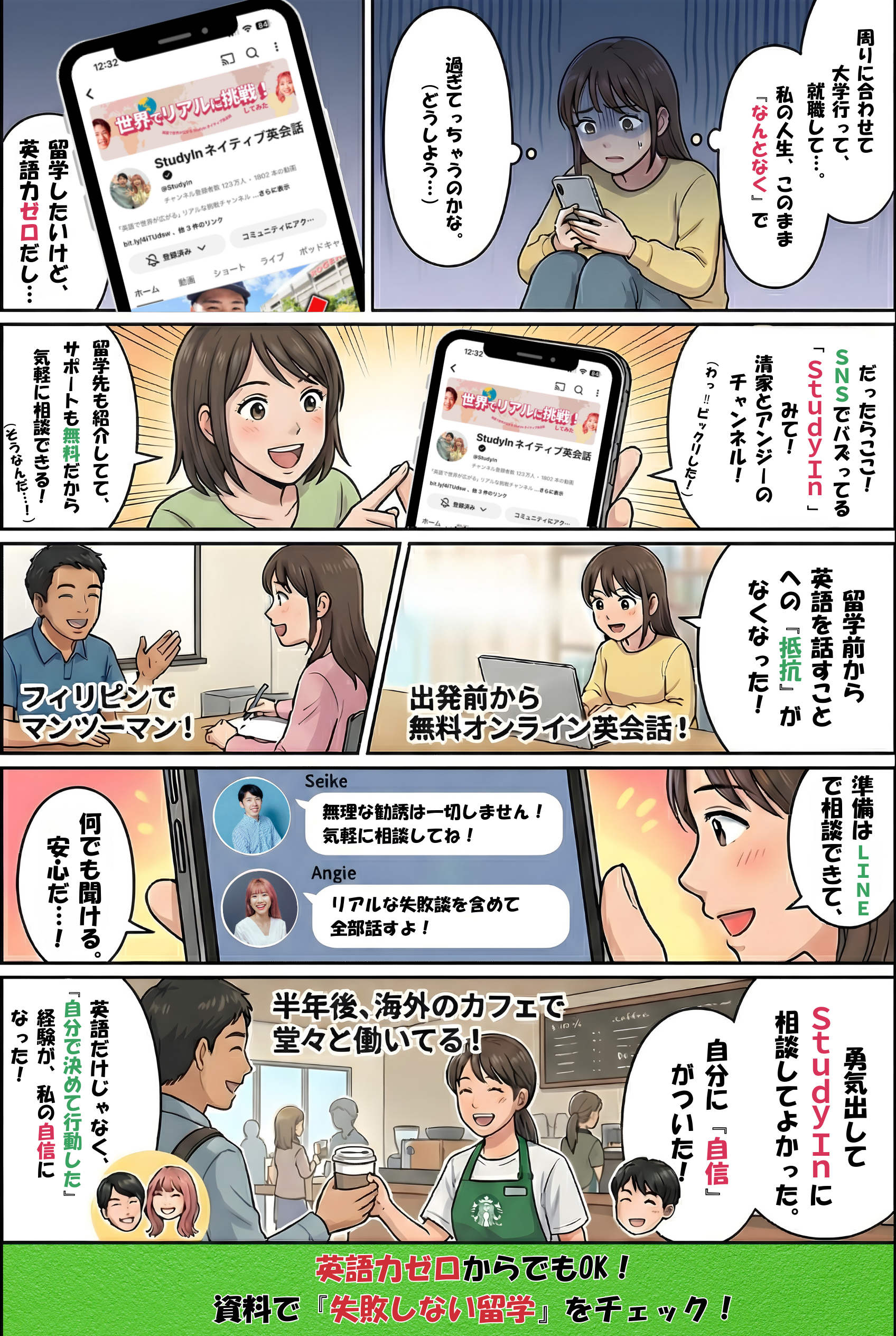 留学したいけど英語力ゼロだし…マンガで解説